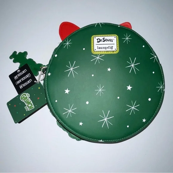 Dr. Seuss' How the Grinch Stole Christmas Wreath Crossbody Bag Red Green - Picture 2 of 12